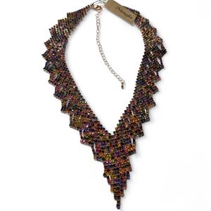 NWT Natasha Multi Color Rhinestone Dimensional Statement Necklace 20" Adjustable
